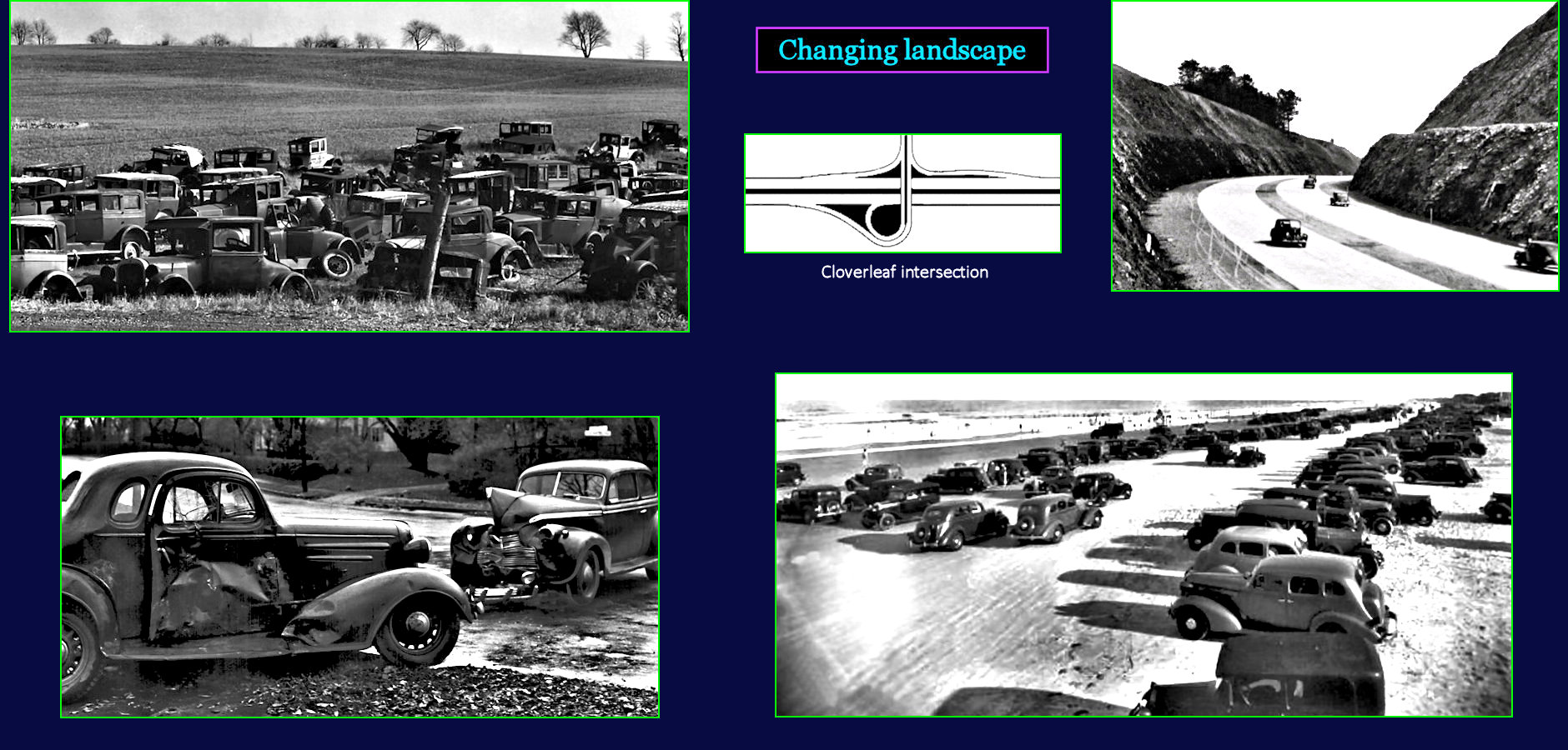 Cars, junkyards, Pennsylvania Turnpike, 1940s